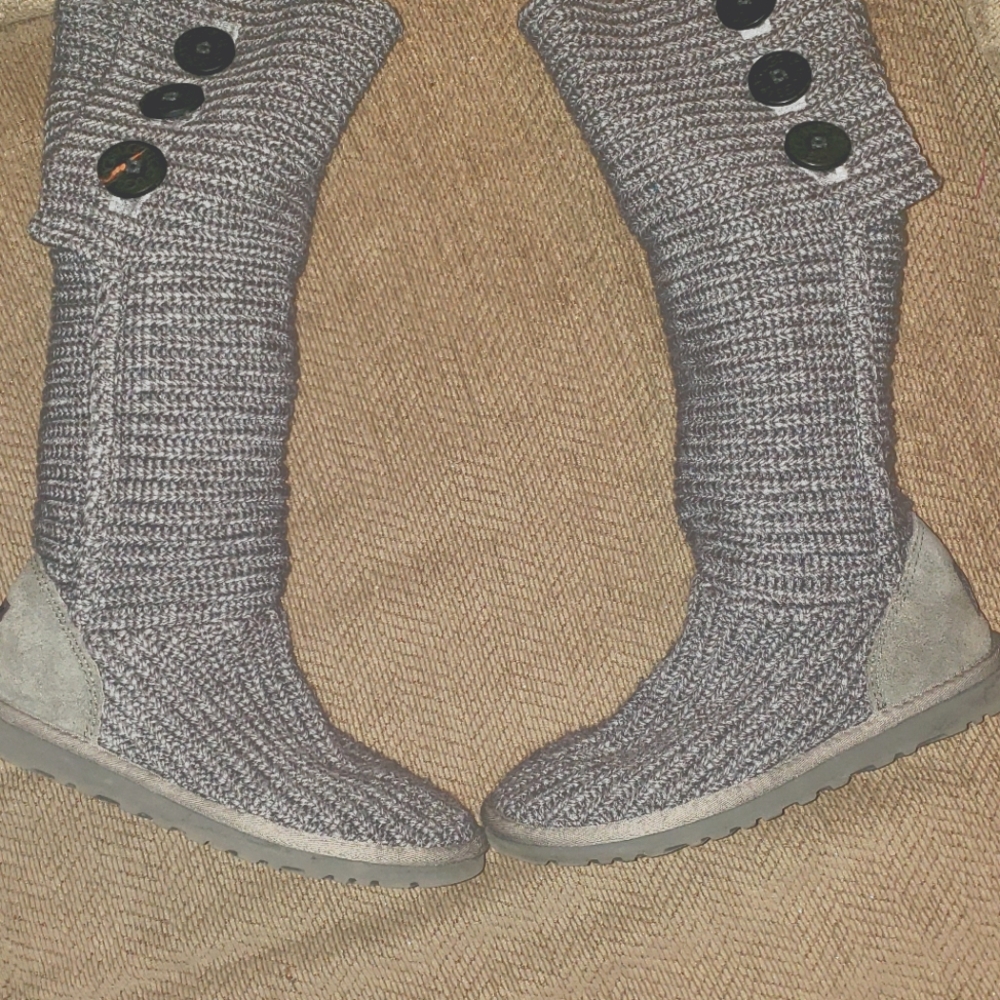UGG Classic Cardy Gray fold over knit boots